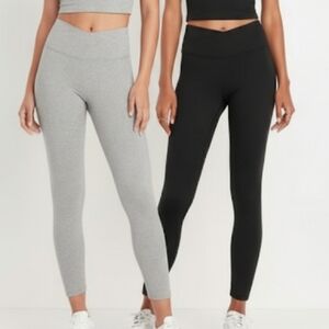 2 women's Gray and Black High-Waisted Leggings